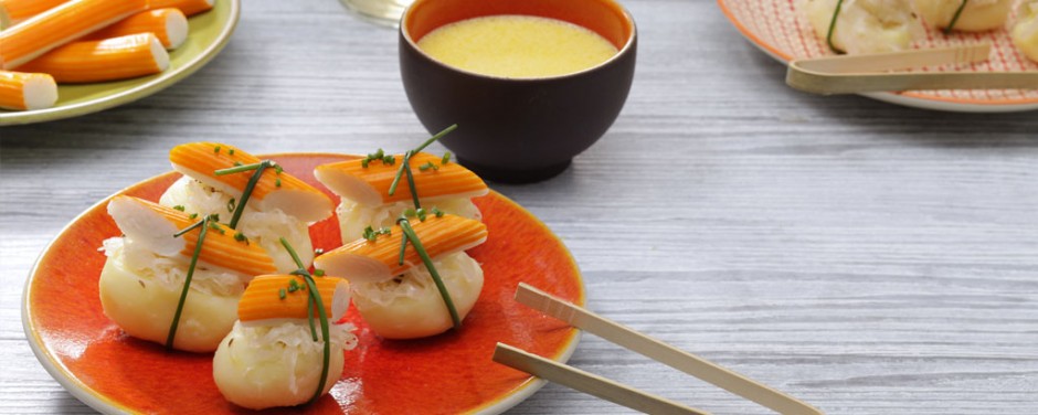 Bouchées choucroute surimi, sauce Gewurztraminer