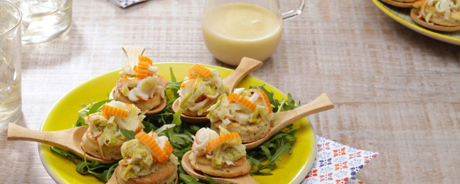 Biscuits à la fondue surimi poireaux et beurre blanc nantais