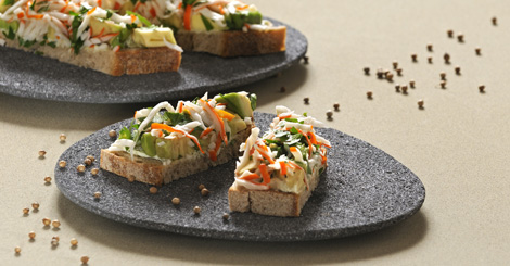 Bruschetta surimi avocat citron vert