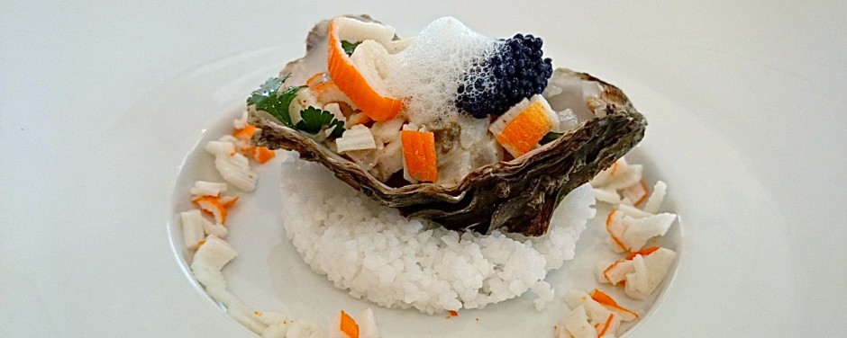 Tartare de bar et huîtres au surimi